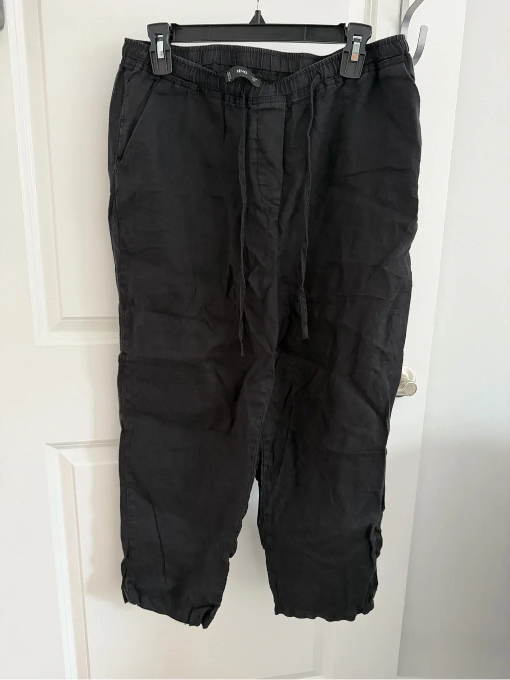 Mango woman’s black drawstring Linen-Blend Pants size medium